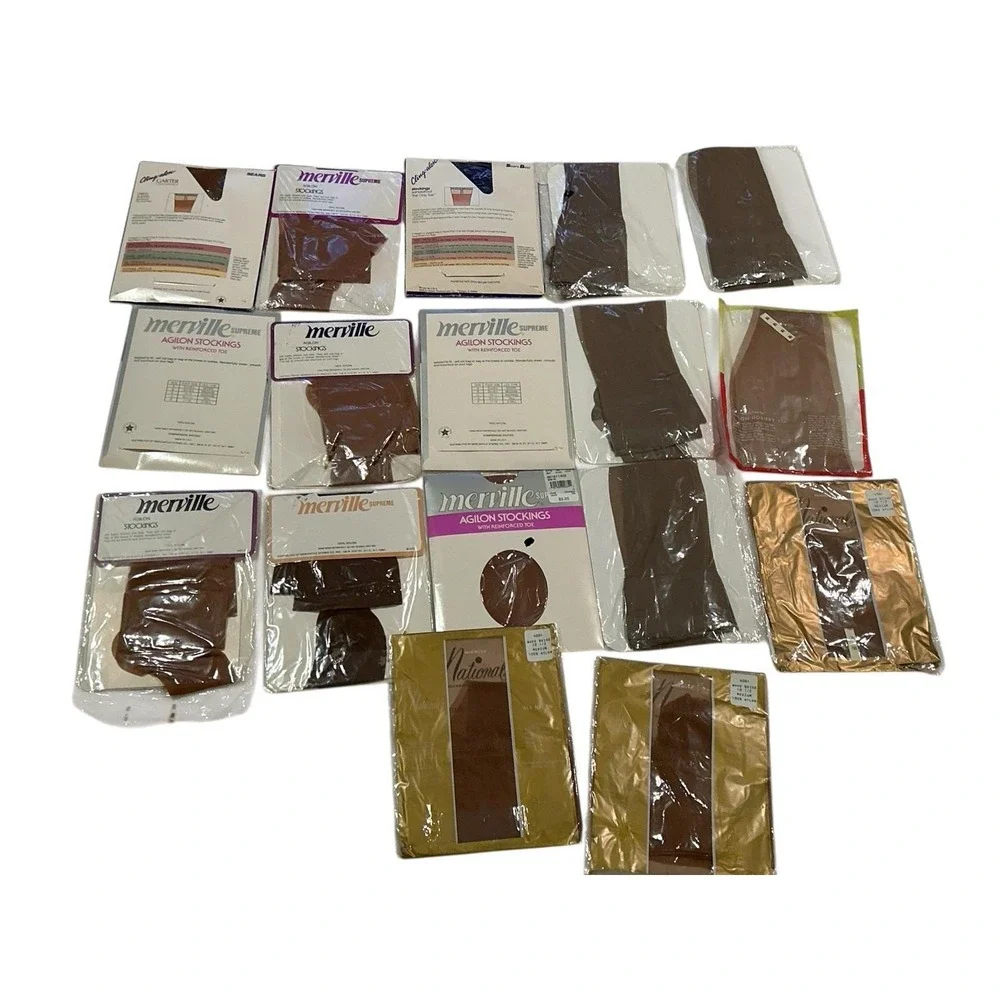 VTG Pantyhose Nationals Tights Lot of 17 Various Colors‎ & Sizes